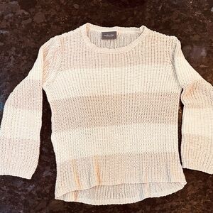 Casual Striped open knit Knit Sweater - Cream and Tan